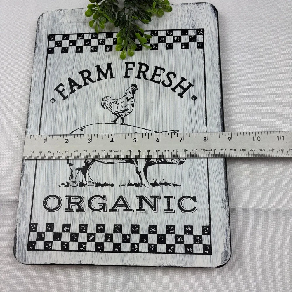 Farm‎ Fresh Organic Pig Chicken Cutting Board Wall Decor Rustic Kitchen